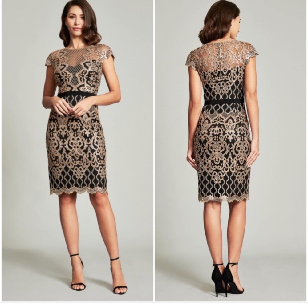 Tadashi Shoji Miranda sequin embellished cap sleeve cocktail dress